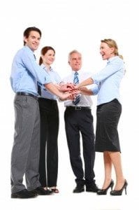 Team working together through conflict