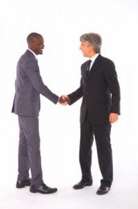 Two businessmen Compromising to garner results